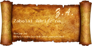 Zabolai Adriána névjegykártya